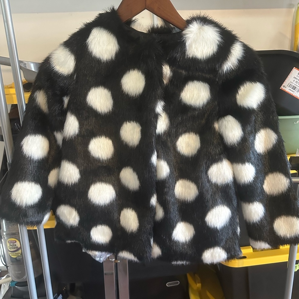 Polka Dot Faux Fur Kids Coat